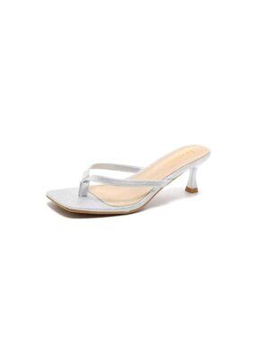 Kitten Heel Thong Sandals Square Toe Slip On Dressy Casual